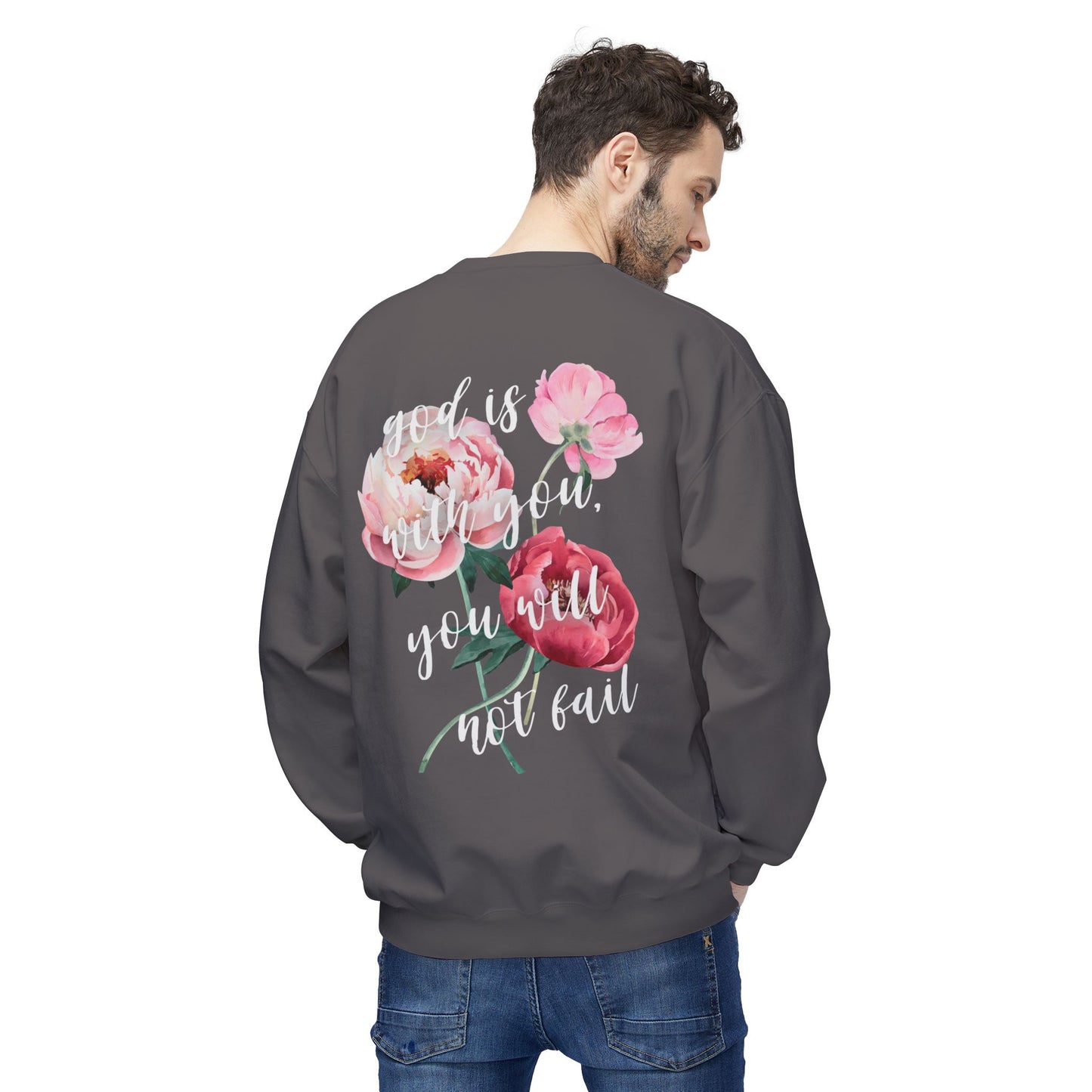 God is With You - Pink Floral Comfort Crewneck Sweatshirt