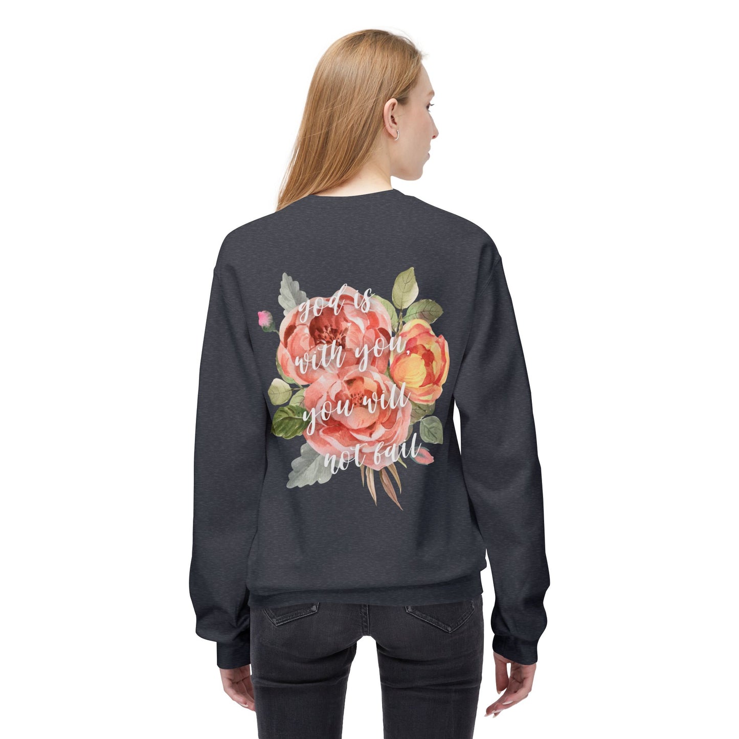 God is With You - Orange Floral Comfort Crewneck Sweatshirt