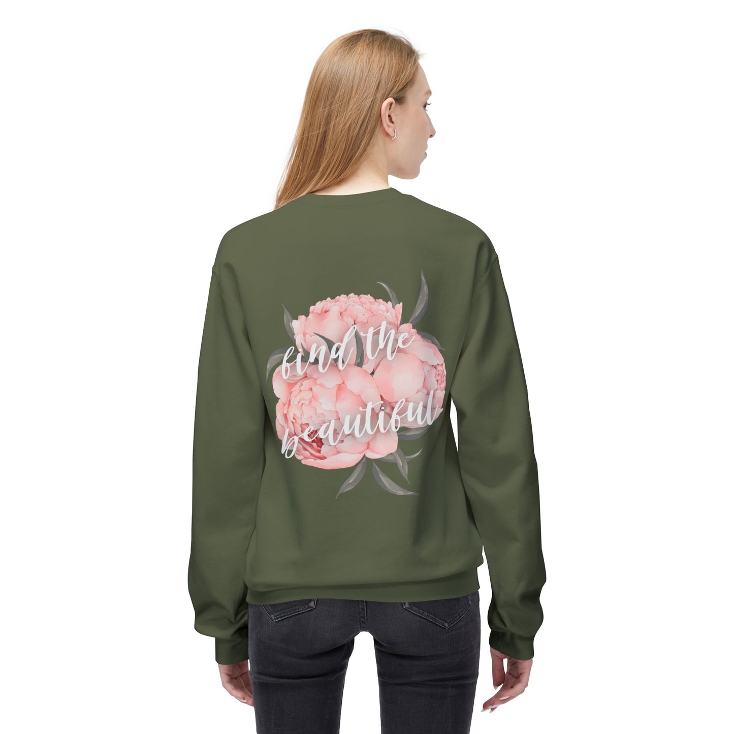 Find The Beautiful - Peony Back Design Crewneck Sweatshirt