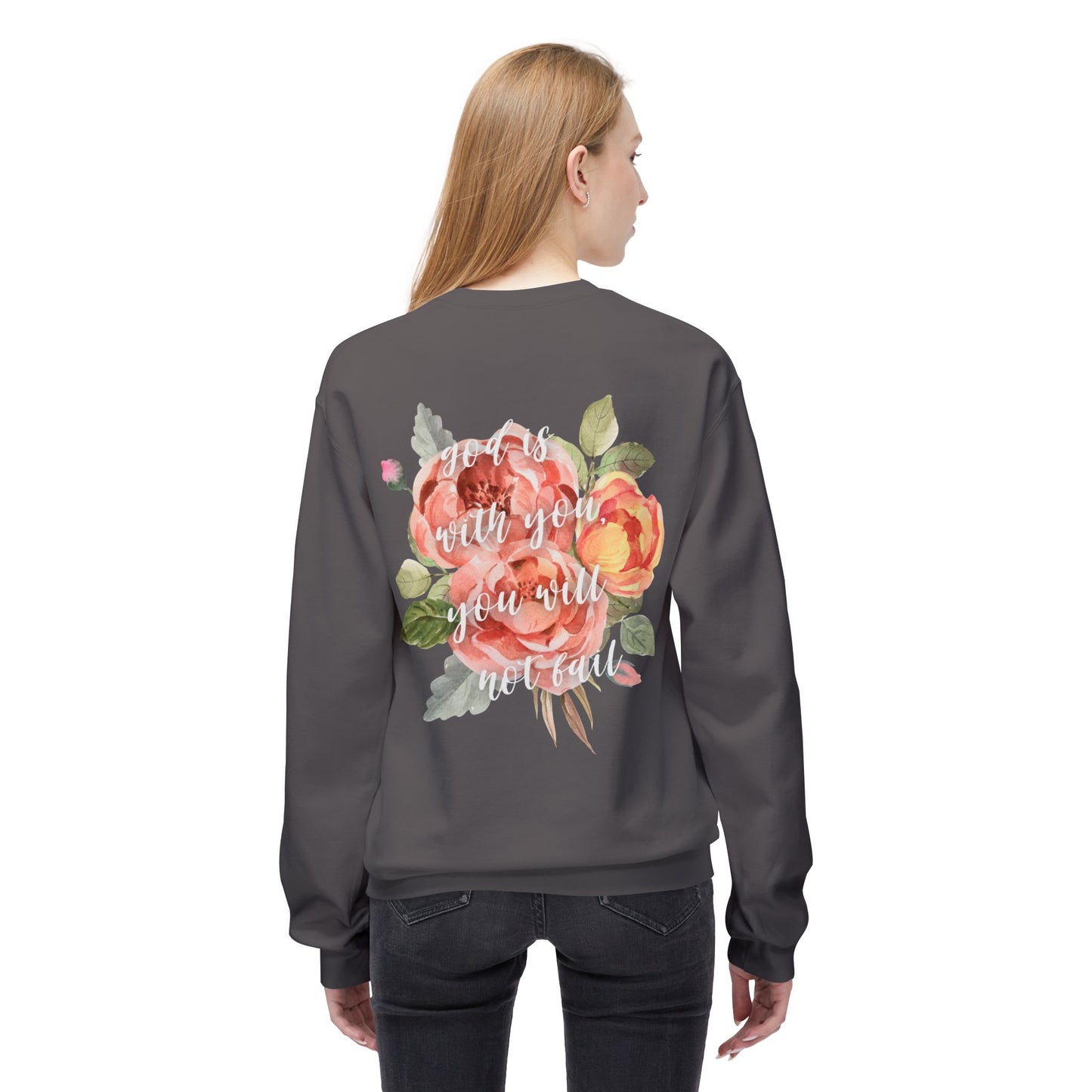 God is With You - Orange Floral Comfort Crewneck Sweatshirt