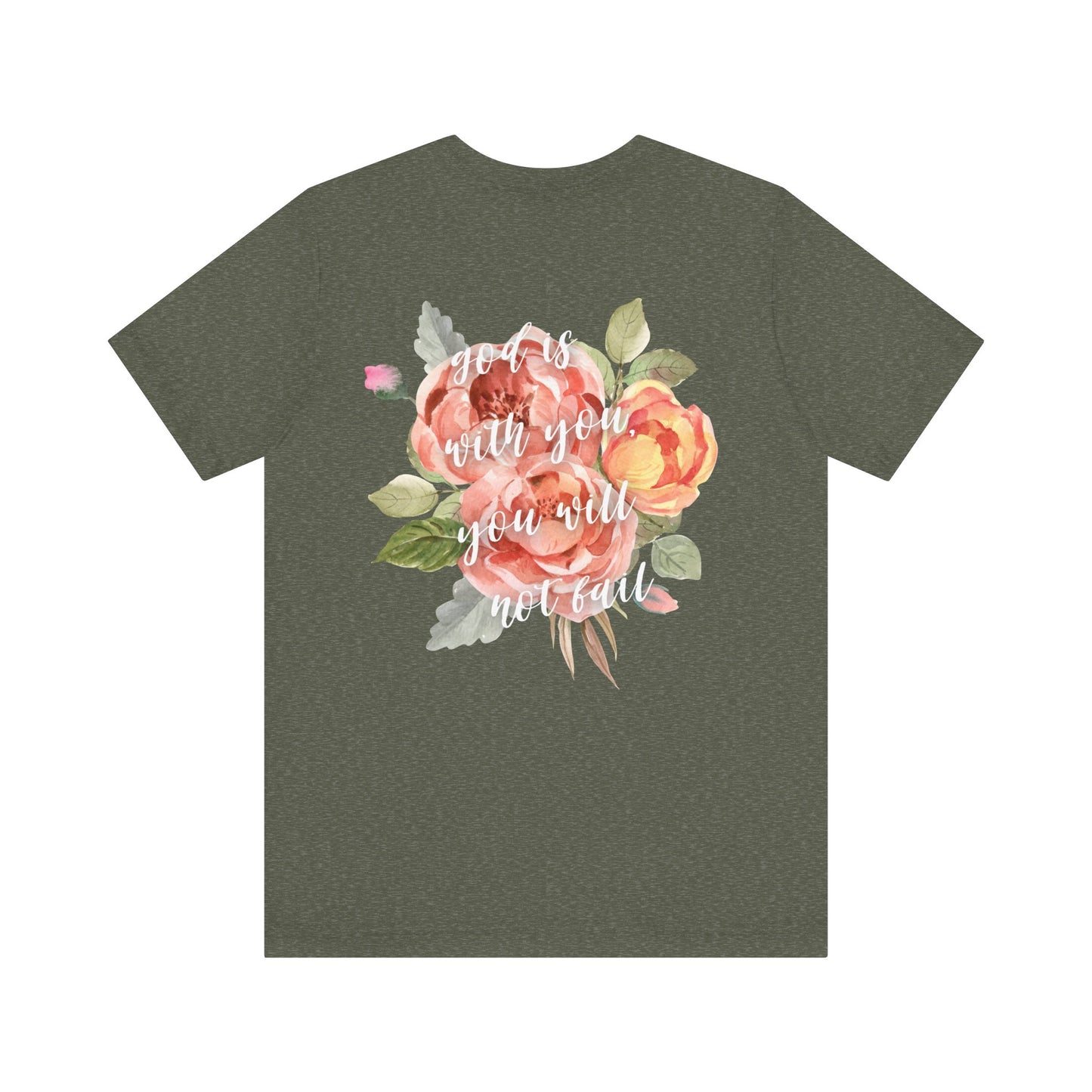 God Is With You - Orange Floral Back Jersey Short Sleeve Tee