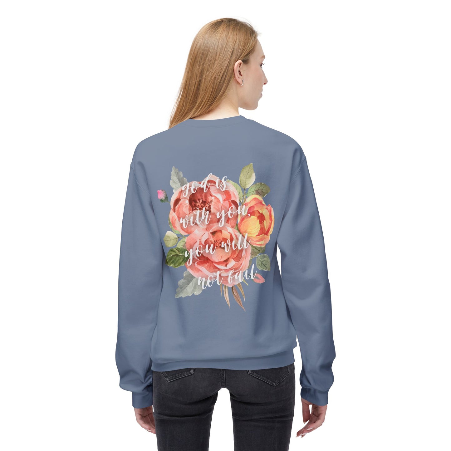 God is With You - Orange Floral Comfort Crewneck Sweatshirt