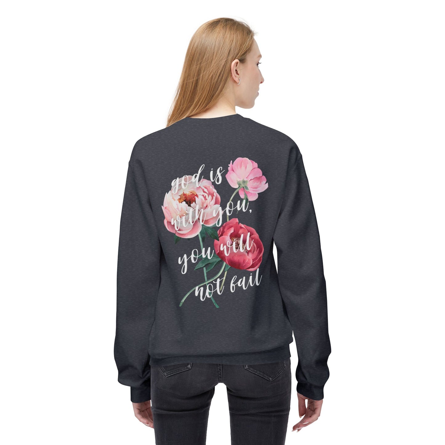 God is With You - Pink Floral Comfort Crewneck Sweatshirt