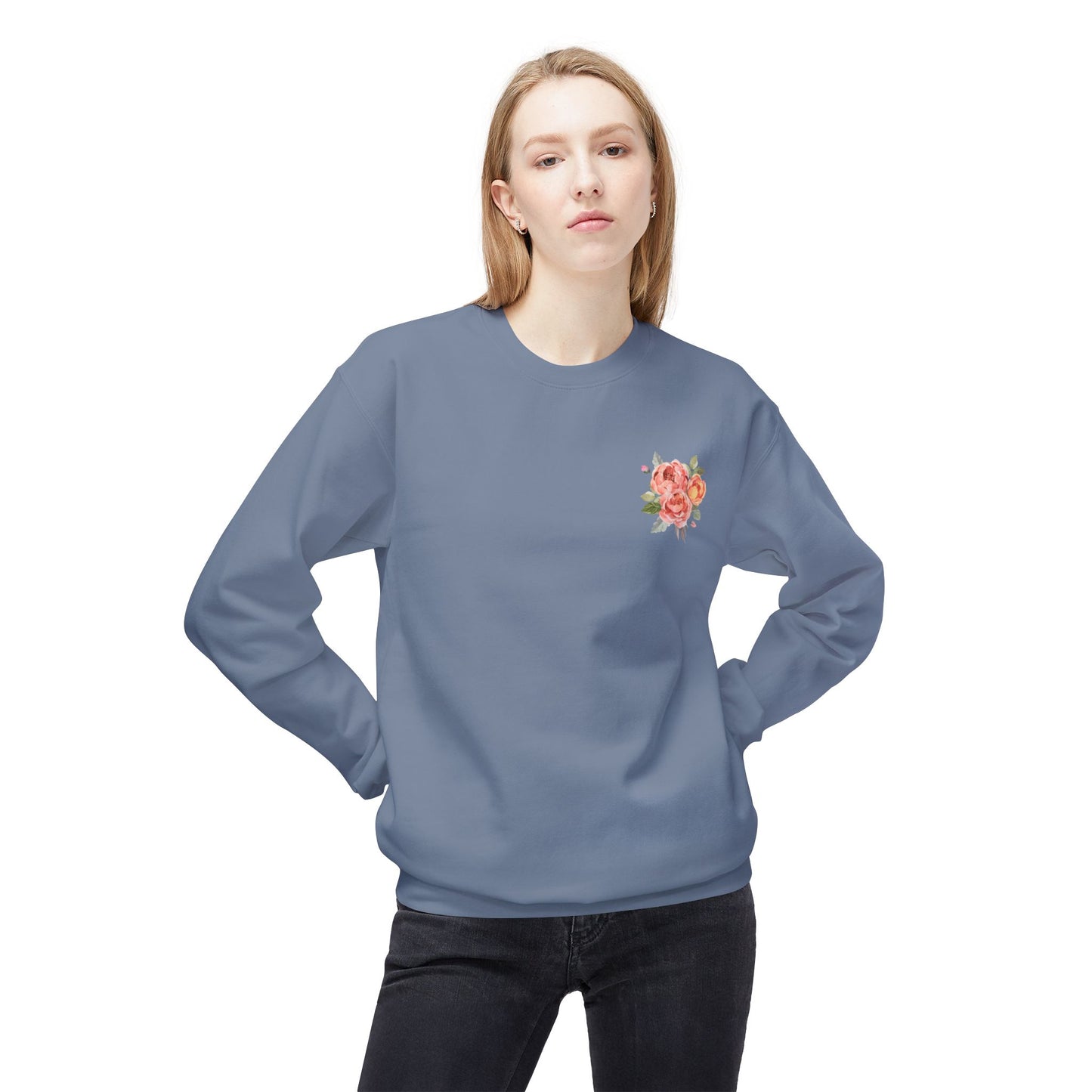 God is With You - Orange Floral Comfort Crewneck Sweatshirt