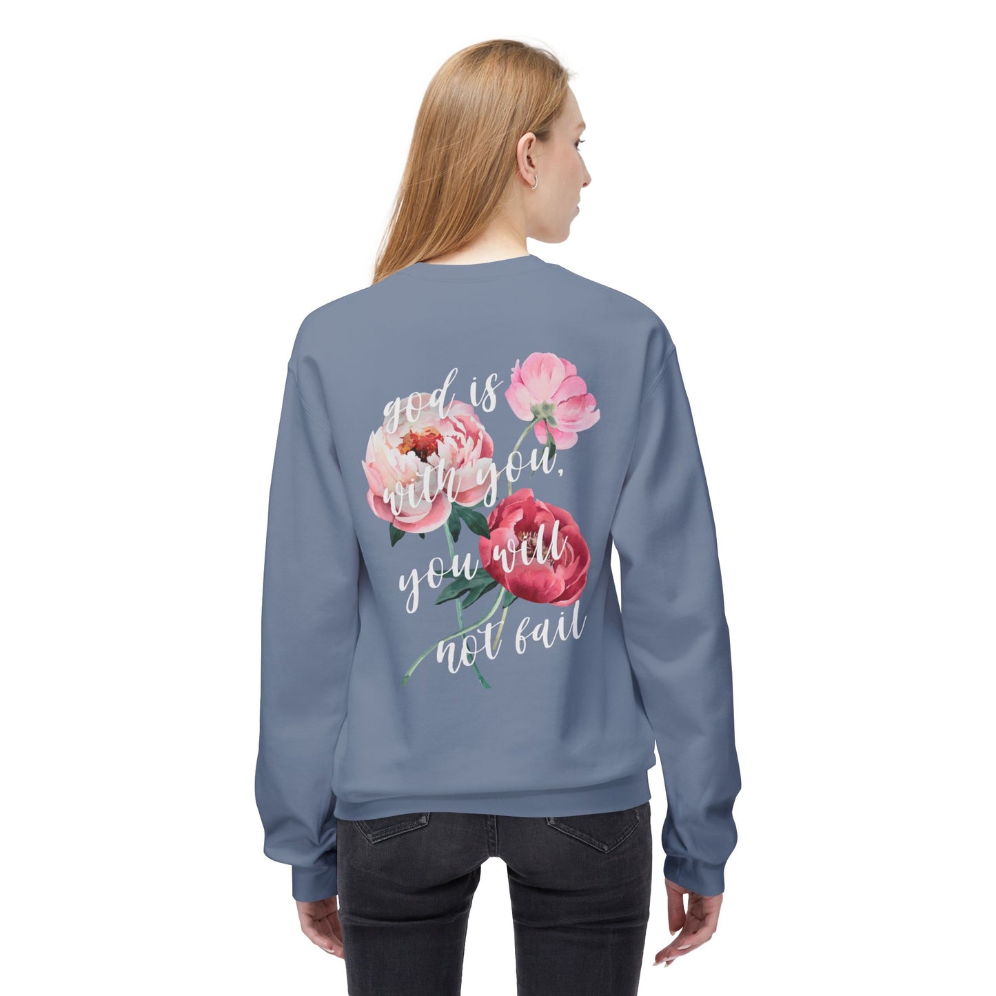 God is With You - Pink Floral Comfort Crewneck Sweatshirt