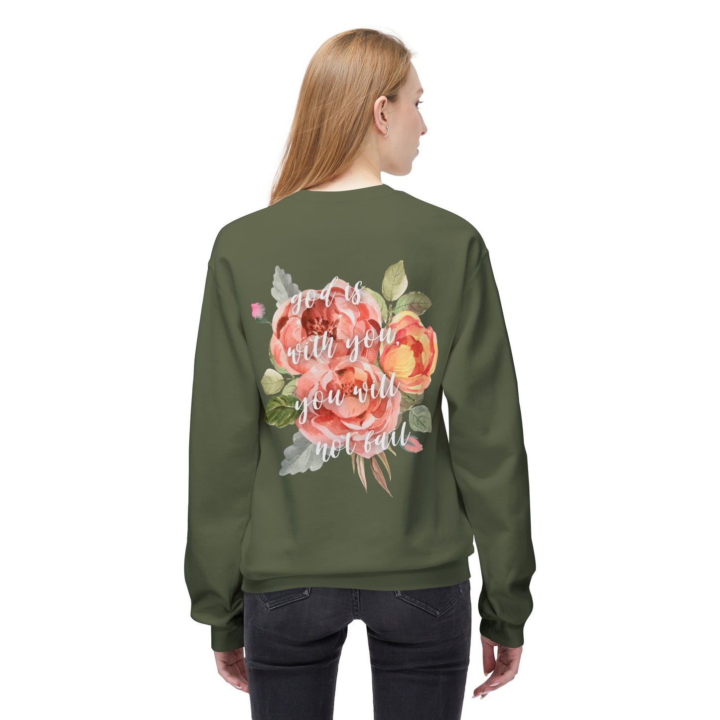 God is With You - Orange Floral Comfort Crewneck Sweatshirt