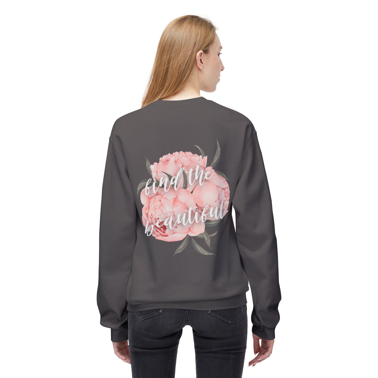 Find The Beautiful - Peony Back Design Crewneck Sweatshirt