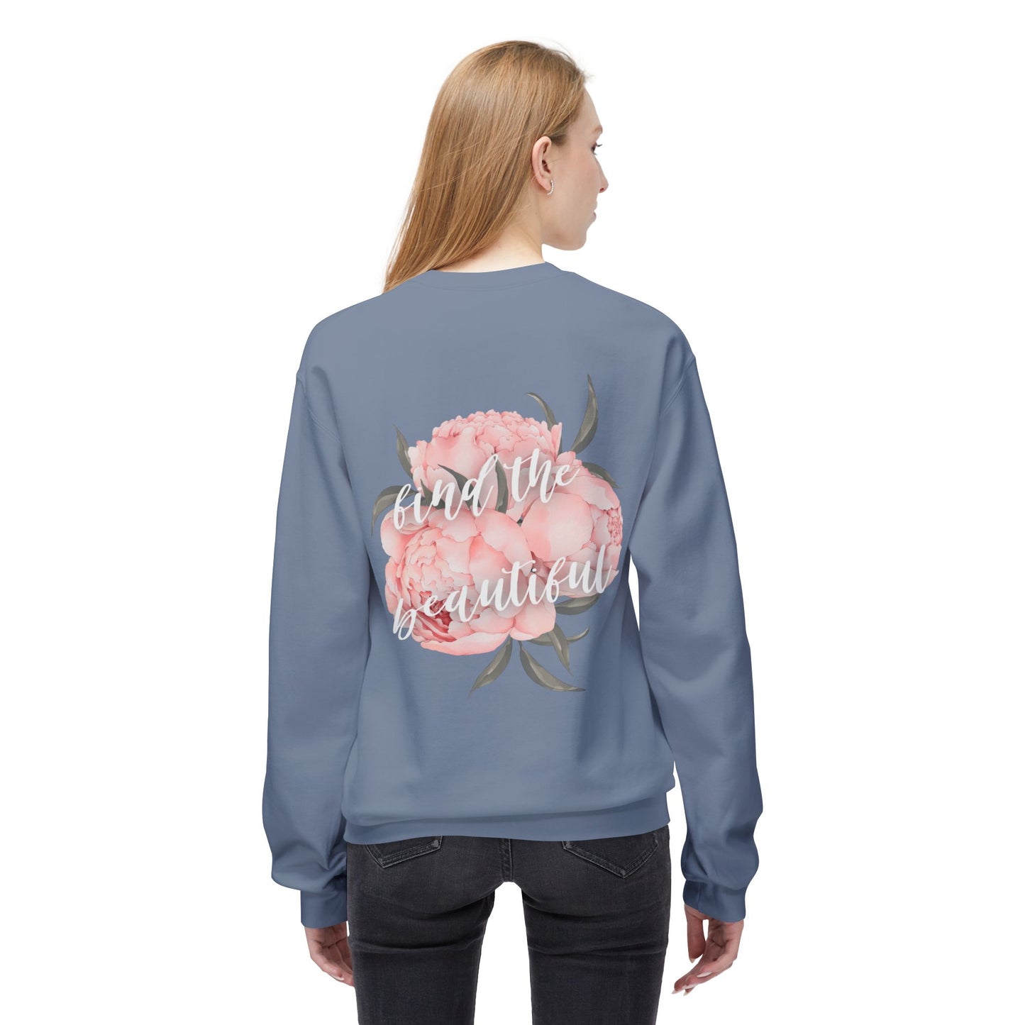 Find The Beautiful - Peony Back Design Crewneck Sweatshirt