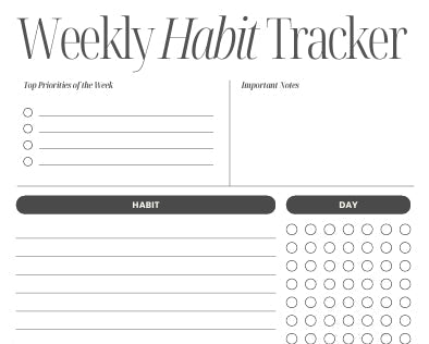 Focus Weekly Habit Tracker Printable