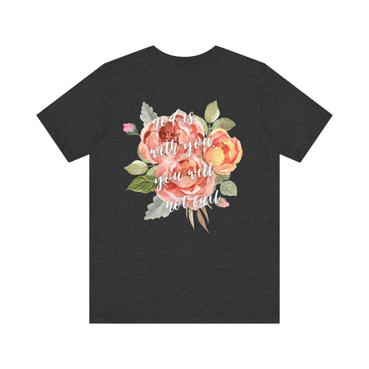 God Is With You - Orange Floral Back Jersey Short Sleeve Tee