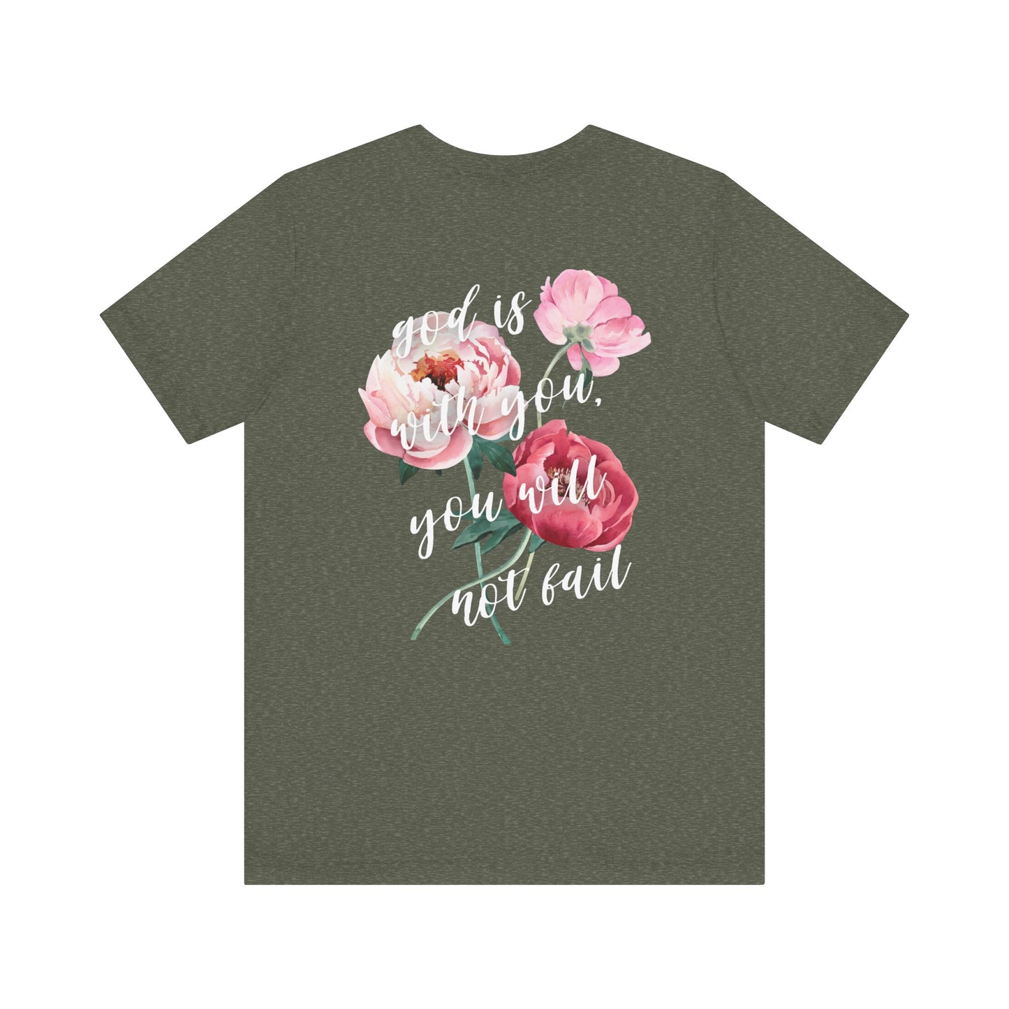 God Is With You - Pink Floral Back Jersey Short Sleeve Tee