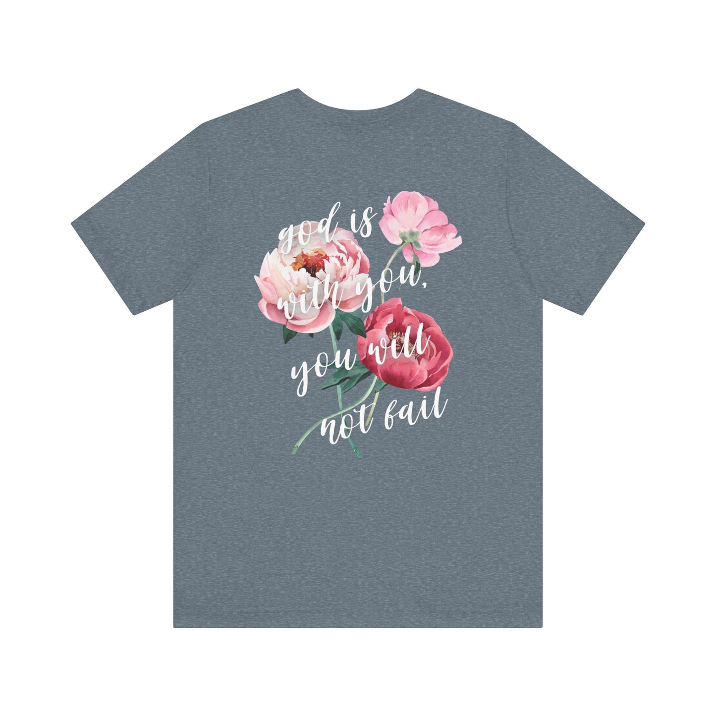 God Is With You - Pink Floral Back Jersey Short Sleeve Tee